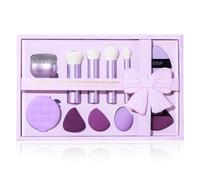 Jessup Set Regalo Brochas de Maquillaje para Mujeres y Adolescentes,11pcs Brocha Kabuki, Esponja Maquillaje,Borla Polvos,Alfombrilla Limpiadora Brochas con Jabón,Set Regalo para Cumpleaños,Morado T885