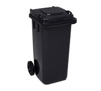 Jestic Cubo de basura 120 240 para basura basura con ruedas de goma silenciosas para recogida diferenciada, reciclaje interior exterior EN840 (120 Litros, Negro)