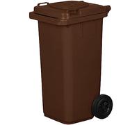 Jestic Cubo de basura 120 240 para basura basura con ruedas de goma silenciosas para recogida diferenciada, reciclaje interior exterior EN840 (120 Litros, Marrón)