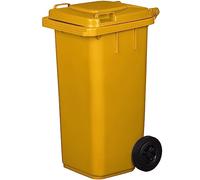 Jestic Cubo de basura 120L con ruedas de goma silenciosas, reciclaje interior/exterior EN840, Amarillo
