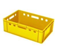 Jestic - Juego de 10 cajas de almacenamiento agrícolas Jestic E2 | 60 x 40 x 20 cm | para carne, pescado, fruta, verdura, duro, herramientas, plantas | CE 1935/2004 | Apilables | Amarillas | de