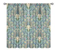 JESTRONRY Retro Floral Blackout Curtains,William Morris's Vintage Art Victorian Style Room Darkening Door Window Rod Pocket Curtain for Living Room Bedroom Kitchen Bathroom,2 Panel Set W42xL45in