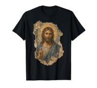 Jesucristo Antiguo Fresco Estilo Icono Cristiano Arte Fe Camiseta