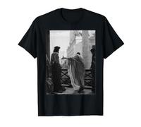 Jesucristo Arrestado Poncio Pilato Pintura Bíblica Negro Camiseta gráfica económica, Hombre, Negro, S