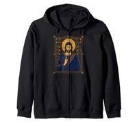 Jesucristo Bizantino Sagrado Geométrico Icono Retrato Arte Sudadera con Capucha