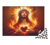 Jesucristo con corazón ardiente Puzzle 1000p para Toda La Familia Entrenamiento Mental Idea De Regalo Mejor Valorados Actividad Indoor Reciclable 38x26cm/1000pcs