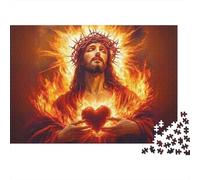 Jesucristo con corazón ardiente Rompecabezas 1000 Piezas Cartón Grueso para Adolescentes 12-18, Entrenamiento Cerebral, Diversión De Vacaciones, Regalo Atencioso para Chicos 70x50cm/1000pcs