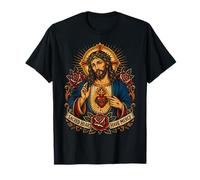 Jesucristo Corazón Ten Misericordia Arte Devocional Católico Fe Camiseta