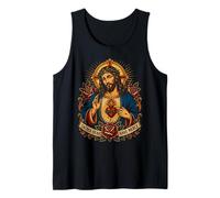 Jesucristo Corazón Ten Misericordia Arte Devocional Católico Fe Camiseta sin Mangas