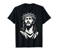 Jesucristo Corona De Espinas Mirada Monocromo Arte Cristiano Camiseta