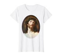 Jesucristo Coronado de Espinas Pintura Guido Reni 1622 Camiseta gráfica económica, Mujer, Blanco, XS