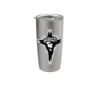 Jesucristo Cruz Corona Espinas Rey de Reyes Crucifijo Vaso térmico de acero inoxidable de doble pared