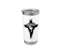 Jesucristo Cruz Corona Espinas Rey de Reyes Crucifijo Vaso térmico de acero inoxidable de doble pared