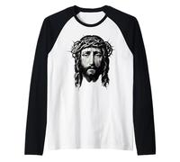 Jesucristo Dios Corona de Espinas Nuevo Testamento Evangelio Camiseta Manga Raglan