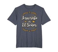 Jesucristo Es El Señor Mensajes Cristianos Regalo Camiseta, Hombre Tallas Grandes, Azul Jaspeado, 4X Alto