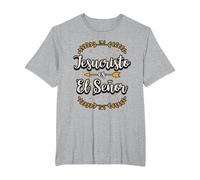 Jesucristo Es El Señor Mensajes Cristianos Regalo Camiseta, Hombre Tallas Grandes, Gris Jaspeado, 3X Alto