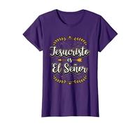 Jesucristo Es El Señor Mensajes Cristianos Regalo Camiseta, Mujer, Morado, L