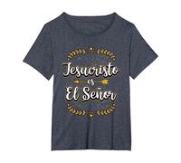 Jesucristo Es El Señor Mensajes Cristianos Regalo Camiseta, Mujer Tallas Grandes, Azul Jaspeado, 5XL Grande