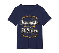 Jesucristo Es El Señor Mensajes Cristianos Regalo Camiseta, Mujer Tallas Grandes, Azul Marino, 1XL Grande