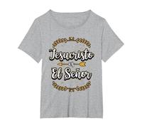 Jesucristo Es El Señor Mensajes Cristianos Regalo Camiseta, Mujer Tallas Grandes, Gris Jaspeado, 5XL Grande