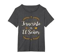Jesucristo Es El Señor Mensajes Cristianos Regalo Camiseta, Mujer Tallas Grandes, Jaspeado Oscuro, 2XL Grande