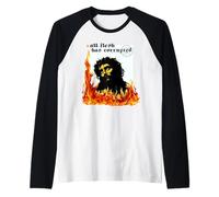 Jesucristo Fuego Pecado Original TxRxP Herejía Dios Metalero Camiseta Manga Raglan