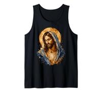 Jesucristo Manto Azul Icono Sagrado Fe Obra De Arte Camiseta sin Mangas