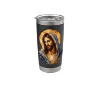 Jesucristo Manto Azul Icono Sagrado Fe Obra De Arte Vaso térmico de acero inoxidable de doble pared