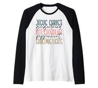 Jesucristo Pan de Jengibre Chocolate Caliente Menta Navidad Camiseta Manga Raglan