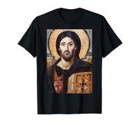 Jesucristo Pantocrátor Icono del Monasterio de Santa Catalina Camiseta gráfica económica, Hombre, Negro, XL