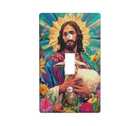 Jesucristo - Placas de cubierta para interruptor de luz, diseño floral de primavera para acentos de pared, placas de pared termoplásticas, estilo sagrado decorativo, tamaño estándar, palanca única
