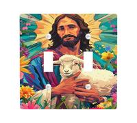 Jesucristo - Placas de cubierta para interruptor de luz, diseño floral de primavera para acentos de pared, placas de pared termoplásticas, estilo sagrado decorativo, tamaño estándar, doble palanca