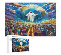 Jesucristo - Religión Puzzles 1000 Piezas Circular 3D Familiar convicción Fe Rompecabezas para Familia Aliviar Estrés DIY Moderno Creativo Decoración del Hogar 1000 PCS
