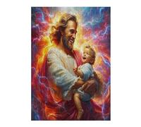 Jesucristo - Religión Puzzles 300 Piezas Estera Portátil 3D Antideslizante fe Rompecabezas Familiar para Adultos Aliviar Estrés Decoración Hogar Moderno Creativo 300 PCS
