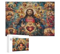 Jesucristo - Religión Puzzles 300 Piezas Regalos Familiar convicción Fe Rompecabezas Colorido 3D para Adultos Y Niñas A 14 Años DIY Moderno Aliviar Estrés Estera Portátil 300 PCS