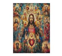 Jesucristo - Religión Puzzles 500 Piezas Construir DIY 3D Sin Pegamento convicción Fe Rompecabezas para Adultos Maquetas Educativas Aliviar Estrés Estera Portátil 500 PCS