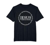 Jesucristo Rey Cruz Cristiana Biblia Dios fe Camiseta, Hombre Tallas Grandes, Negro, 2X Alto