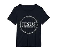 Jesucristo Rey Cruz Cristiana Biblia Dios fe Camiseta, Mujer Tallas Grandes, Negro, 2XL Grande