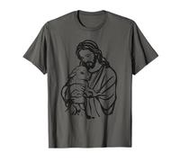 Jesucristo sosteniendo lindo cordero bebé en su abrazo amoroso Camiseta