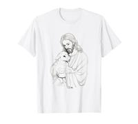 Jesucristo sosteniendo lindo cordero bebé en sus manos amorosas Camiseta