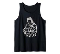 Jesucristo sosteniendo lindo cordero bebé en sus manos amorosas Camiseta sin Mangas