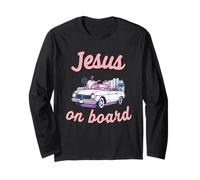 Jesús a bordo coche convertible fe cita conducción cristiana Manga Larga