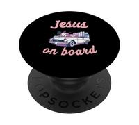 Jesús a bordo coche convertible fe cita conducción cristiana PopSockets PopGrip Adhesivo