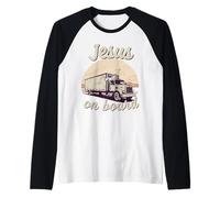 Jesús a bordo Conductor de camión Christian Faith Graphic Camiseta Manga Raglan