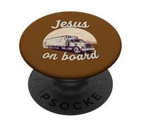 Jesús a bordo Conductor de camión Christian Faith Graphic PopSockets PopGrip Adhesivo
