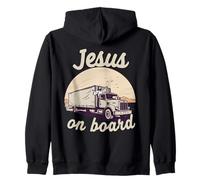 Jesús a bordo Conductor de camión Christian Faith Graphic Sudadera con Capucha