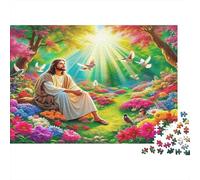 Jesus Adulto Puzzles 1000 Pieza Material Reciclable Garden of Eden Puzzles Tiempo de Juego Familiar Props Familia and Friends Cumpleañoss 52x38cm/1000pcs