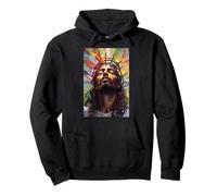 Jesús afroamericano Cristo orando Rainbow Rostro de Jesús Sudadera con Capucha