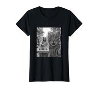 Jesús Ajedrez Gato Selfie Divertido Religioso Camiseta gráfica económica, Mujer, Negro, L
