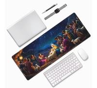 Jesus Alfombrilla Ratón 800x300x3mm Cielo Estrellado Alfombrilla Ratón,Grande Tapete Escritorio Base Goma Impermeable Antideslizante,Precisión y Velocidad Sujeción Estable para PC,Oficina Decor 0E-890